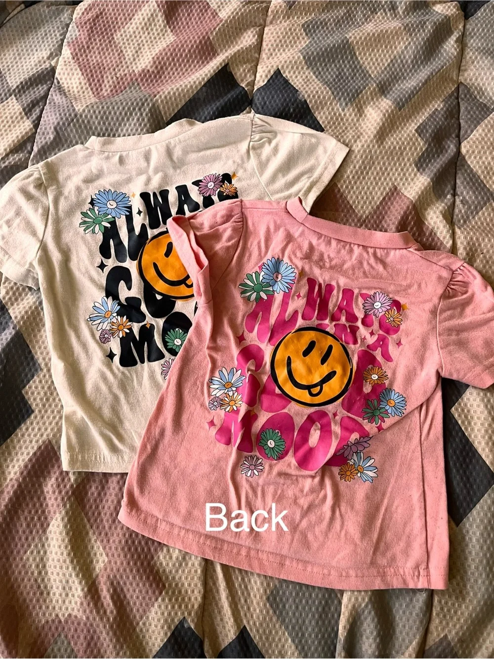 Everyday Short Sleeve Kids Tee - Pink & White